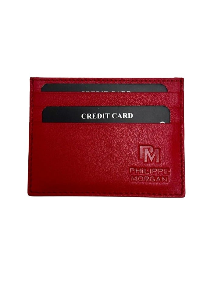 فيليب مورجان حامل بطاقة الائتمان من الجلد الأحمر مزود بتقنية RFID  - Image 1