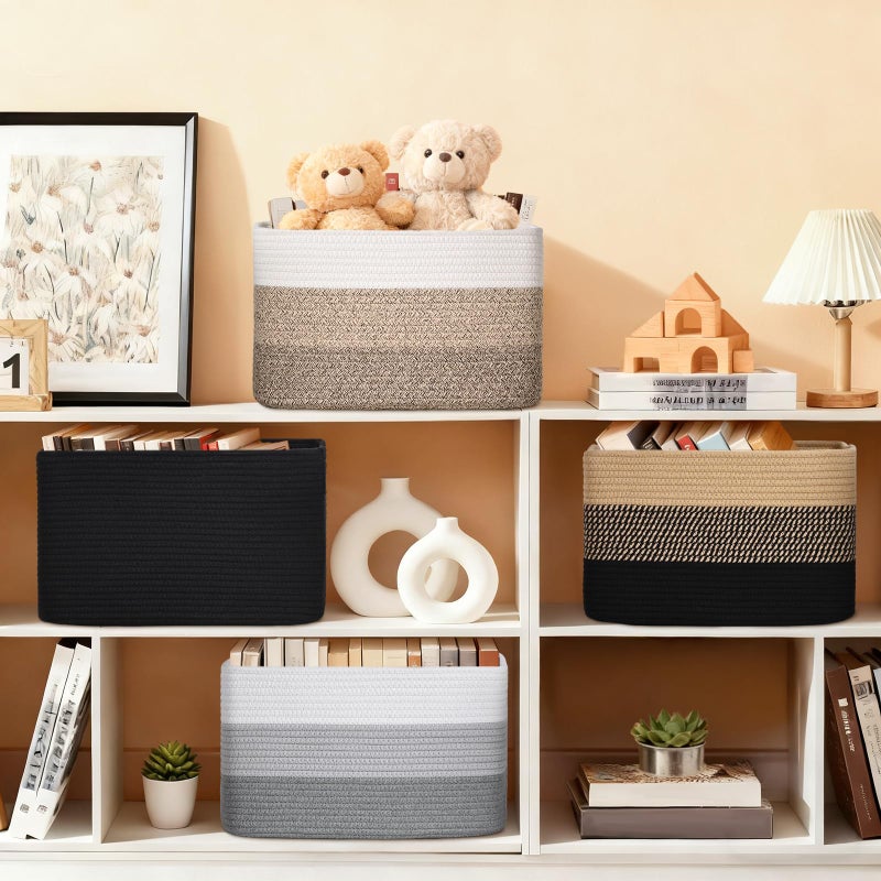 Degeyoyo Woven Storage Baskets, 15"Ã—10"Ã—9" Baskets for Organizing, 3 Pack Woven Basket for Storage, Storage Baskets for Shelf, Towel, Toy, Book, Closet, Baby - Image 2