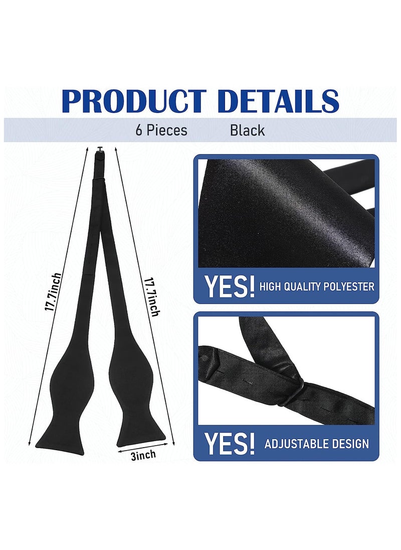 KASTWAVE - Mens Self-tied Bow Ties, Solid Color Adjustable Men's Bow Ties for Tuxedo Suit Wedding, Black (6Pcs) - Image 1