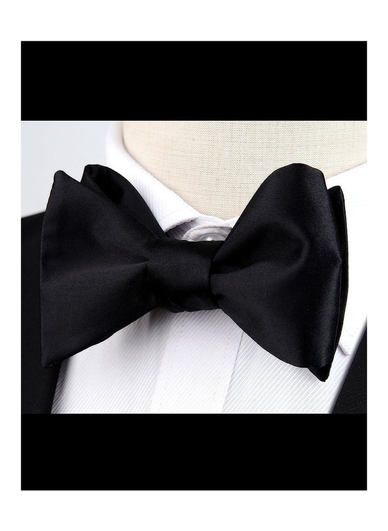 KASTWAVE - Mens Self-tied Bow Ties, Solid Color Adjustable Men's Bow Ties for Tuxedo Suit Wedding, Black (6Pcs) - Image 1