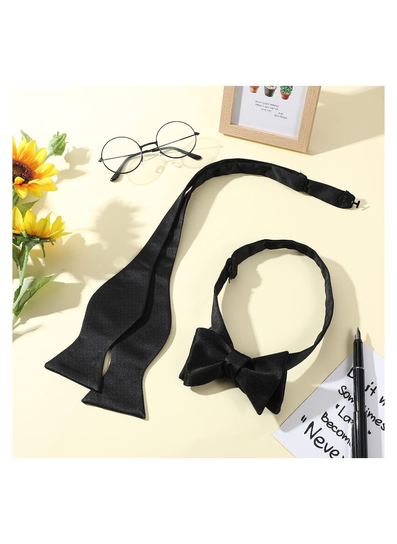 KASTWAVE - Mens Self-tied Bow Ties, Solid Color Adjustable Men's Bow Ties for Tuxedo Suit Wedding, Black (6Pcs) - Image 1