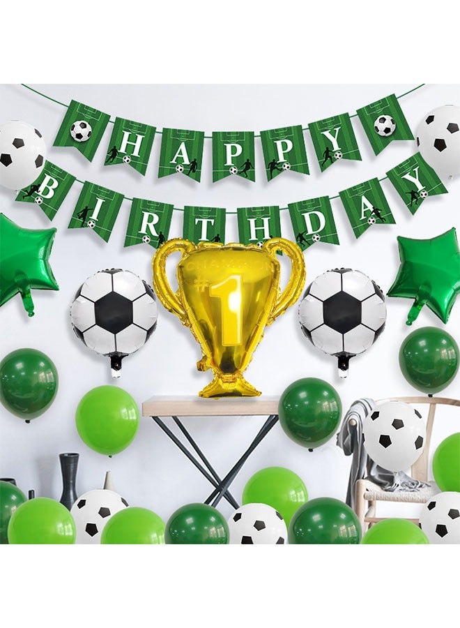 26pcs بطولة كرة القدم كأس الألومنيوم البالون مجموعة حفلة عيد ميلاد ديكور الرياضة الحزب البالونات اللاتكس - Image 1