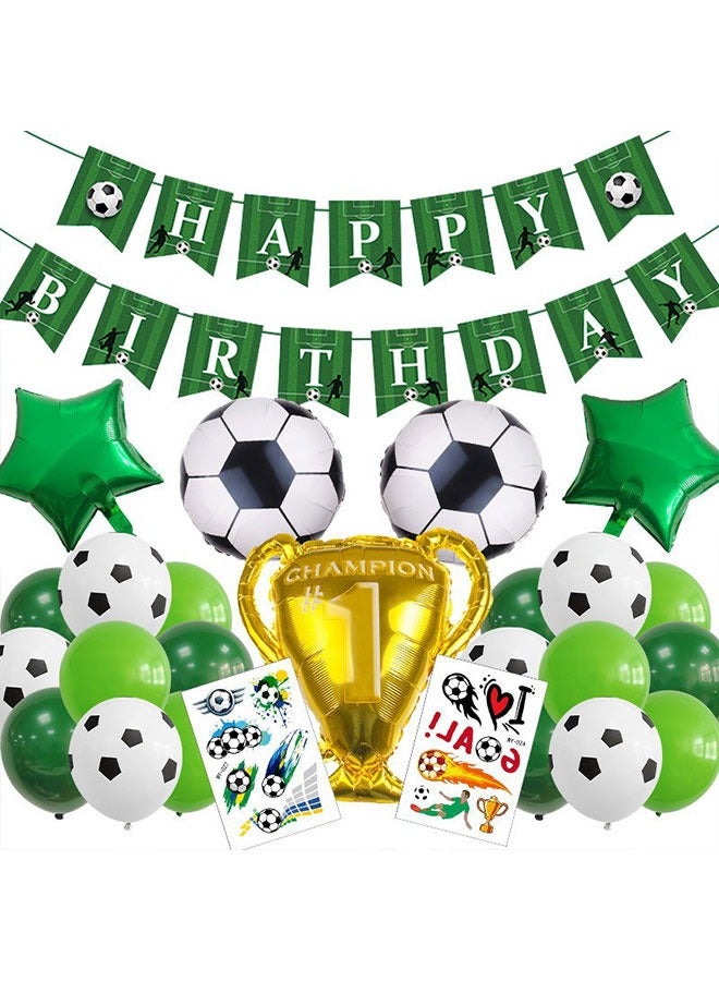 26pcs بطولة كرة القدم كأس الألومنيوم البالون مجموعة حفلة عيد ميلاد ديكور الرياضة الحزب البالونات اللاتكس - Image 2