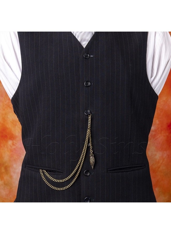 Holy Sins Jewellery Bronze Colour Single Albert Pocket Watch Chain with Hollow Pendant, Bronze, 12"  - Image 3
