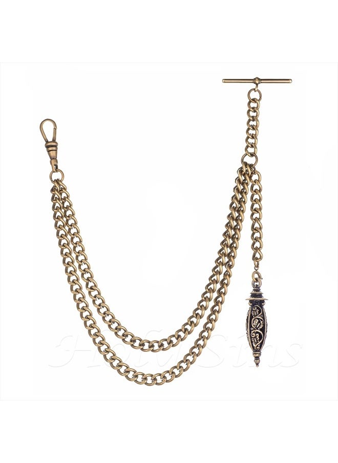 Holy Sins Jewellery Bronze Colour Single Albert Pocket Watch Chain with Hollow Pendant, Bronze, 12"  - Image 1