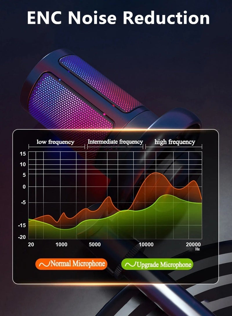 Joshberg USB Gaming Microphone , Condenser Mic with Boom Arm for PC PS4/ PS5/ Mac/Phone with Touch Mute, RGB Lighting,Gain knob & for Streaming,Podcasting - Image 4