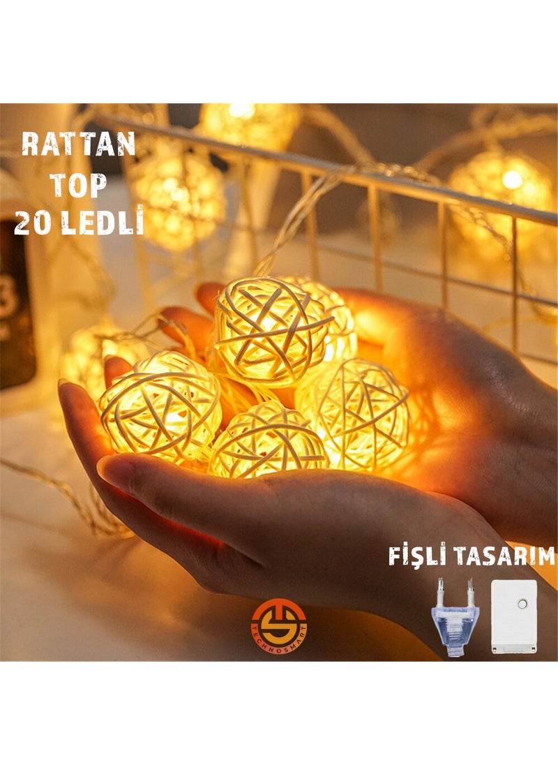 Technosmart Decorative 20-Piece Rattan Model Plug Strip LED Ornament  - Image 2