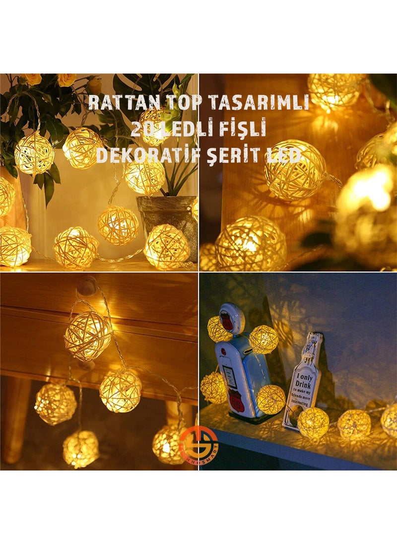 Technosmart Decorative 20-Piece Rattan Model Plug Strip LED Ornament  - Image 5