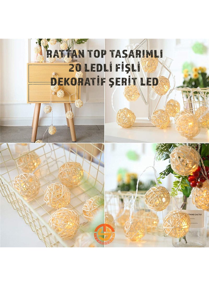 Technosmart Decorative 20-Piece Rattan Model Plug Strip LED Ornament  - Image 4