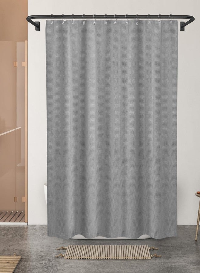 Final Friday Gray Shower Curtain Fabric, Waffle Shower Curtains for Bathroom, Hotel Luxury Cloth Bath Curtain Boho Bathroom Decor Set with Grommets Washable No Hooks 72 x 72 Inch - Image 2