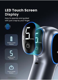 RENPHO RENPHO Massage Gun with Upgrade Extension Handle Percussion, Portable Mini Handheld Deep Tissue Muscle Massager with LED Screen for Athletes Back Pain Relief, FSA HSA Eligible Gifts, Reach - Black  - Image 5