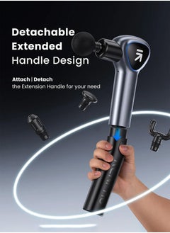RENPHO RENPHO Massage Gun with Upgrade Extension Handle Percussion, Portable Mini Handheld Deep Tissue Muscle Massager with LED Screen for Athletes Back Pain Relief, FSA HSA Eligible Gifts, Reach - Black  - Image 4
