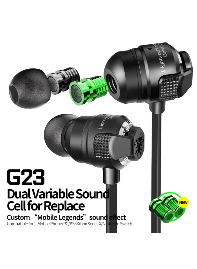 PLEXTONE G23 Gaming Headset with 3.5mm Jack, Screw-in In-Ear Gaming Headphones with Deep Bass Sound and Microphone, Compatible with PCs/Mobile Phones and Video Games, Black - Image 2