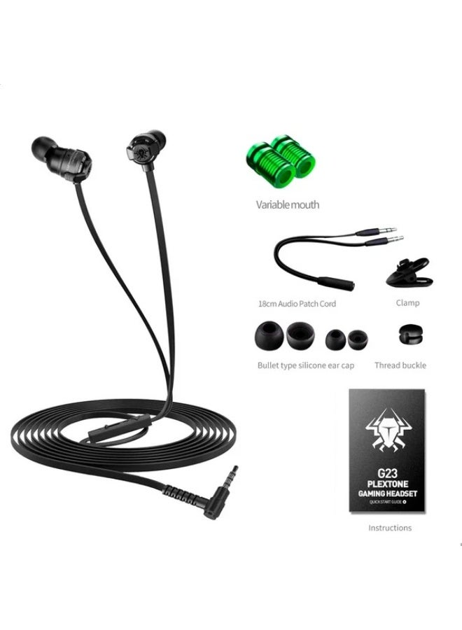 PLEXTONE G23 Gaming Headset with 3.5mm Jack, Screw-in In-Ear Gaming Headphones with Deep Bass Sound and Microphone, Compatible with PCs/Mobile Phones and Video Games, Black - Image 3
