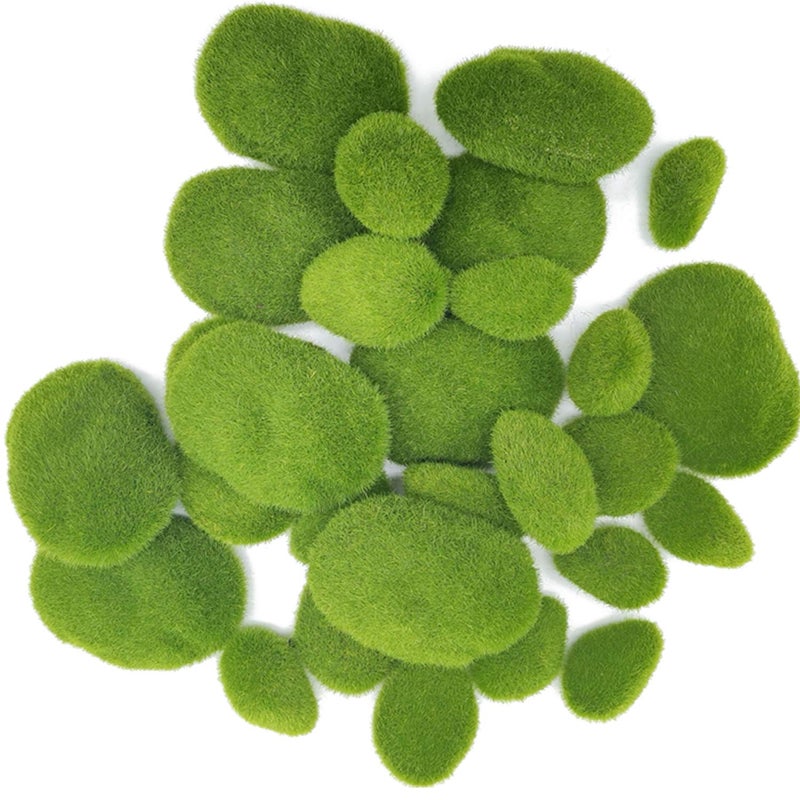 TIHOOD 30 PCS 3 Size Artificial Moss Rocks Decorative, Green Moss Balls,Moss Stones, Green Moss Covered Stones, Fake Moss Decor for Floral Arrangements, Fairy Gardens and Crafting - Image 4