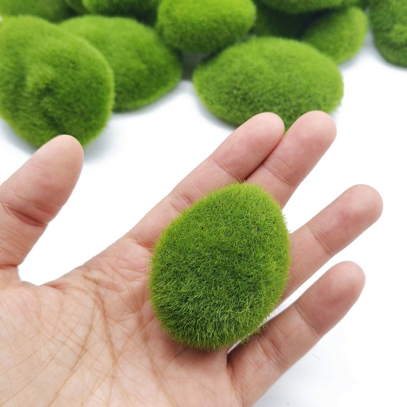 TIHOOD 30 PCS 3 Size Artificial Moss Rocks Decorative, Green Moss Balls,Moss Stones, Green Moss Covered Stones, Fake Moss Decor for Floral Arrangements, Fairy Gardens and Crafting - Image 2