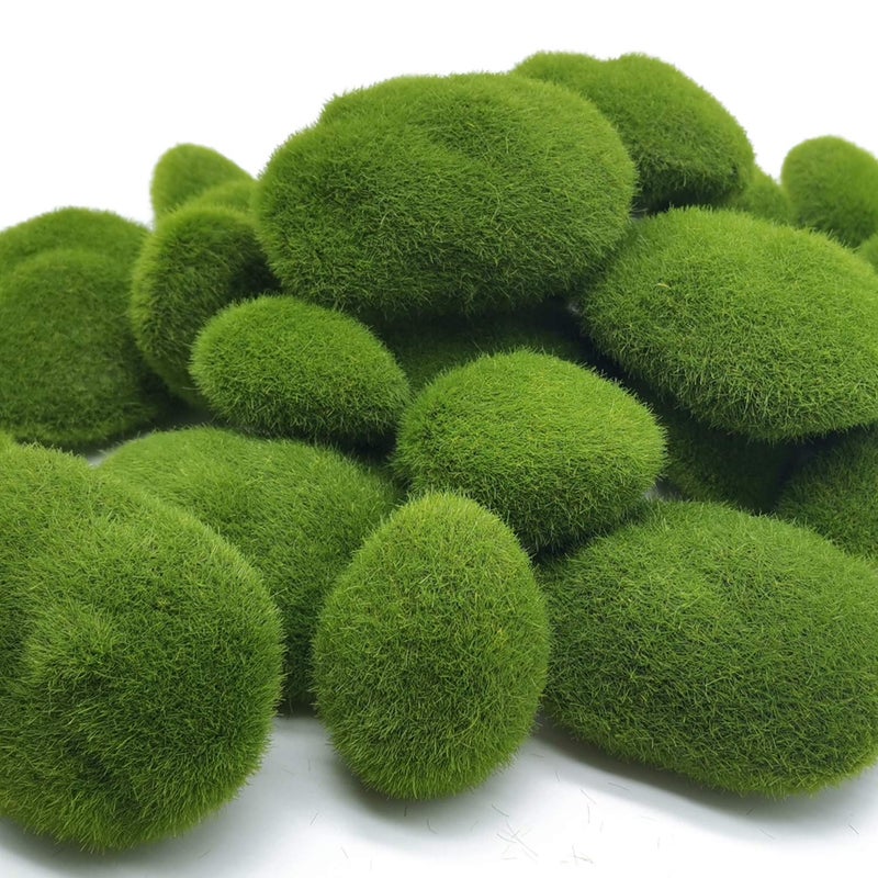 TIHOOD 30 PCS 3 Size Artificial Moss Rocks Decorative, Green Moss Balls,Moss Stones, Green Moss Covered Stones, Fake Moss Decor for Floral Arrangements, Fairy Gardens and Crafting - Image 5