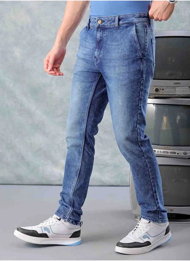 The Indian Garage Co Men Slim Fit Solid Mid-Rise Stretchable Jeans