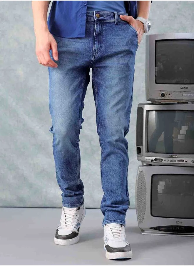 The Indian Garage Co Men Slim Fit Solid Mid-Rise Stretchable Jeans