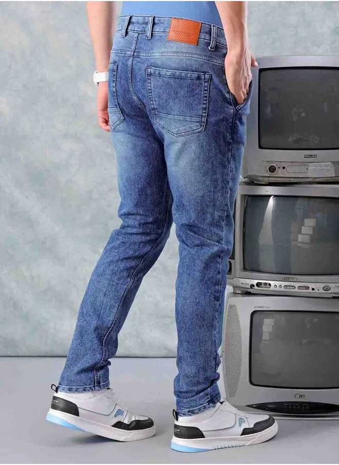 The Indian Garage Co Men Slim Fit Solid Mid-Rise Stretchable Jeans