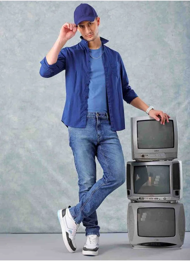 The Indian Garage Co Men Slim Fit Solid Mid-Rise Stretchable Jeans