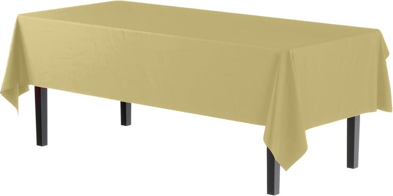 Exquisite 12-Pack Premium Plastic Table Cloth Tablecloth 54in. x 108in. Rectangle Table Cover - Light Yellow - Image 2