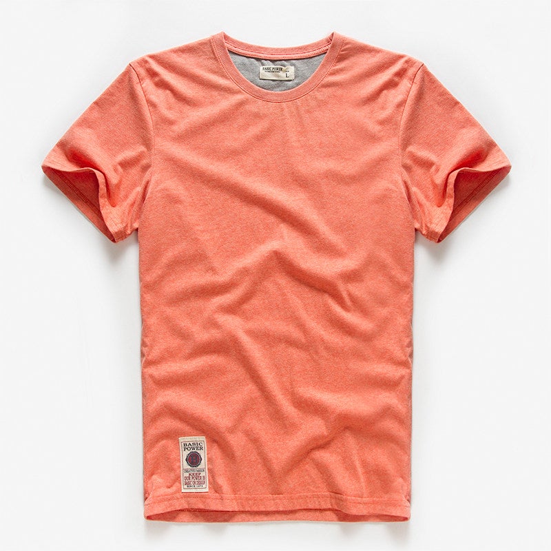 180G heavyweight cotton round neck short-sleeved T-shirt men's loose and versatile solid color base shirt men's half-sleeved T-shirt - Image 3