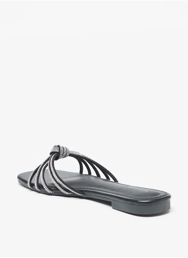 فلورا بيلا من شو إكسبرس Women's Embellished Slip-On Sandals With Knot Detail