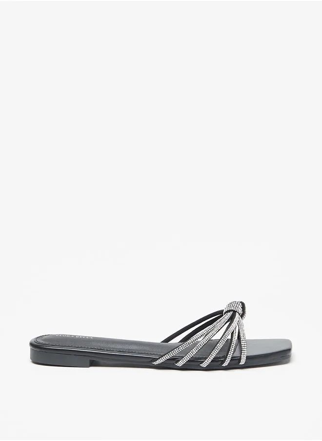 فلورا بيلا من شو إكسبرس Women's Embellished Slip-On Sandals With Knot Detail