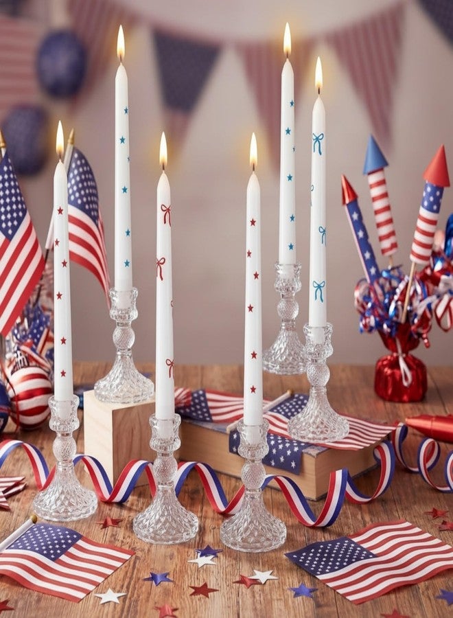 Conelist 6 Pcs Taper Candles Candle Sticks for Bachelorette Bridal Wedding Party Baby Shower Table Cake Decor (Star and Bow,10 Inch,Red and Blue) - Image 1