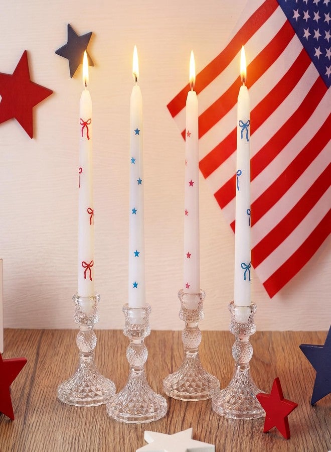 Conelist 6 Pcs Taper Candles Candle Sticks for Bachelorette Bridal Wedding Party Baby Shower Table Cake Decor (Star and Bow,10 Inch,Red and Blue) - Image 3