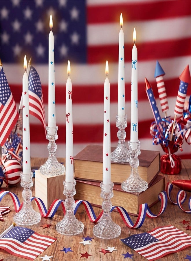Conelist 6 Pcs Taper Candles Candle Sticks for Bachelorette Bridal Wedding Party Baby Shower Table Cake Decor (Star and Bow,10 Inch,Red and Blue) - Image 4