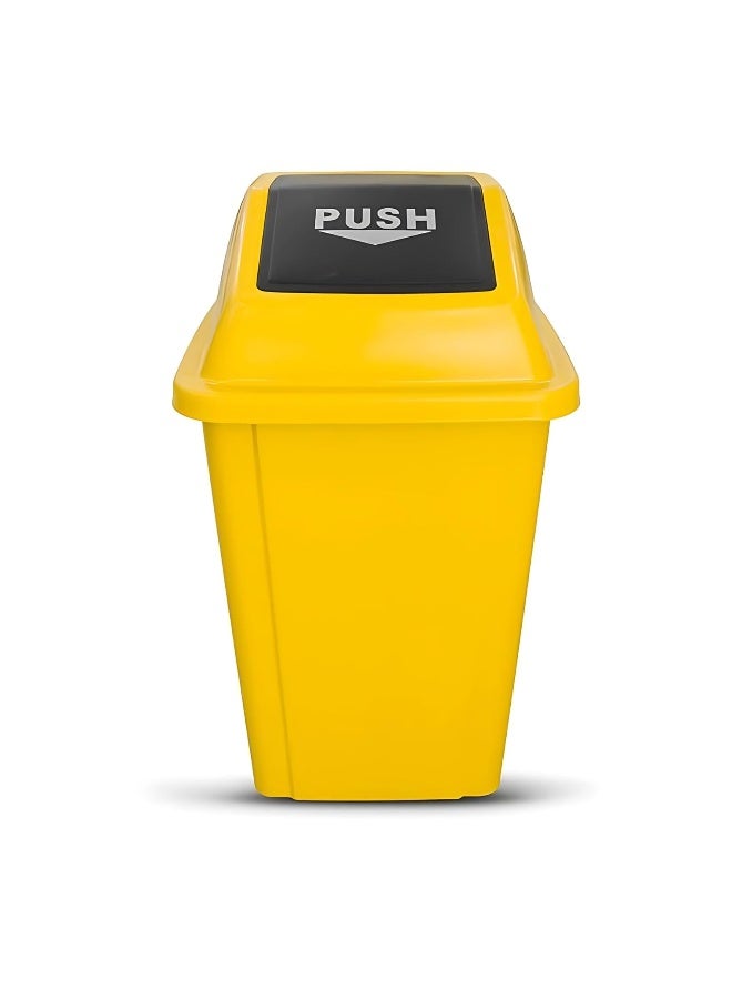 AKC Square Plastic Push-Lid Waste Bin - 60 Liters - Yellow