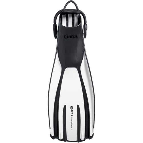 Mares Unisex Adults Avanti Quattro + Diving Fins - Durable Efficient Versatile Open-Heel Scuba Fins with Four-Channel Design & Bungee Strap, White, X-Large - Image 1