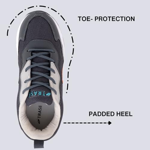 TRASE Kids Boys Sports Shoes | Running, Walking, All Day Casual Wear with Lace-Up Design (Grey, 13C UK) - Image 3