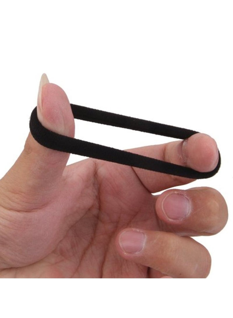 حلقات شد الشعر السميكة 100 قطعة، من القطن السلس، بدون درزات، مثالية لتثبيت الكعكة والرباطات الرأسية، ملحقات للشعر تحميه من التجعد والتلف (اللون: أسود) - Image 4