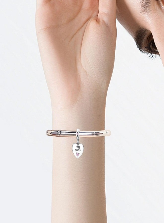 كون بيد خرزة متدلية على شكل قلب وردي من كونبيد، بتصميم "الأخت الكبرى"، مناسبة لأعياد الميلاد والعائلة، ومتوافقة مع أساور باندورا للنساء. - Image 3