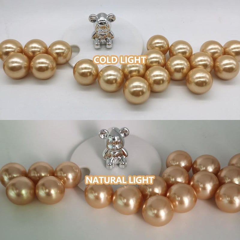 ZEBMOON 200PCS Light Brown Faux Pearls Beads for Centerpiece Vases, Vase Filler Faux Pearls, No Holes Filler Beads for Party Anniversary Birthday Wedding Table Decor, 10/14/20/30mm - Image 3