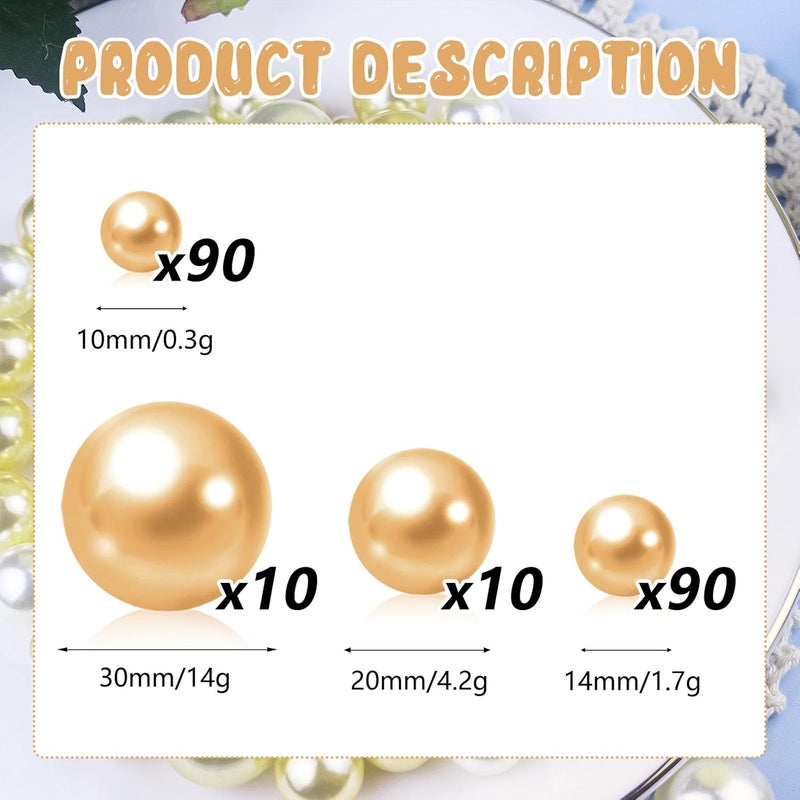 ZEBMOON 200PCS Light Brown Faux Pearls Beads for Centerpiece Vases, Vase Filler Faux Pearls, No Holes Filler Beads for Party Anniversary Birthday Wedding Table Decor, 10/14/20/30mm - Image 2