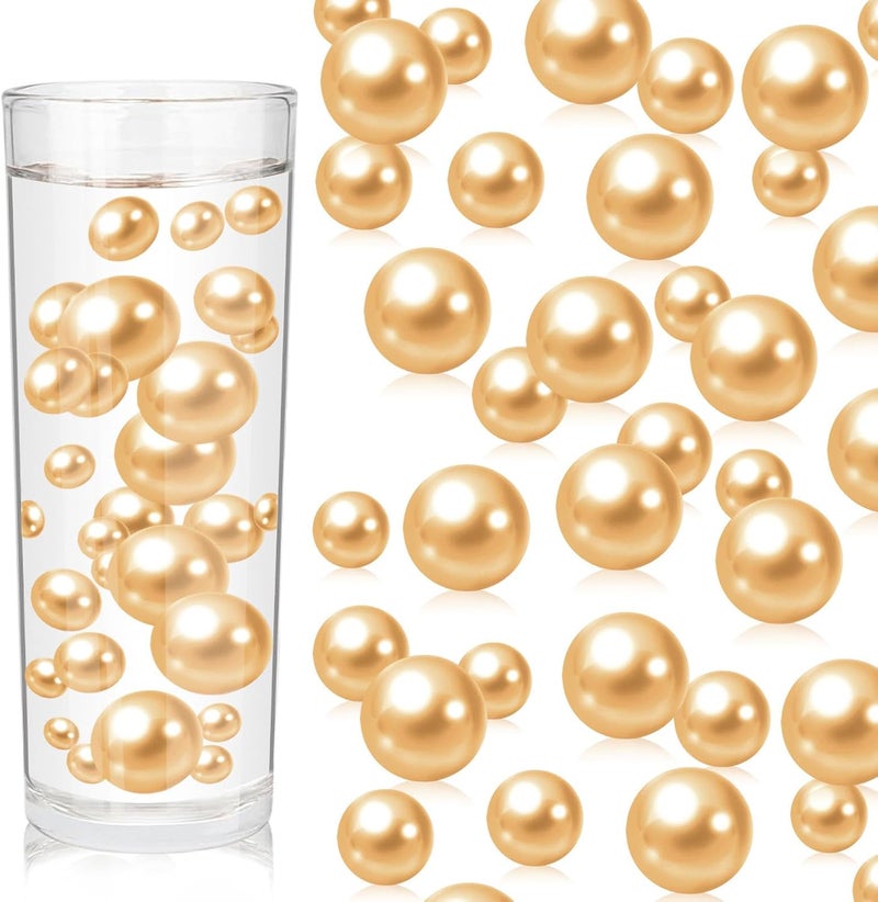 ZEBMOON 200PCS Light Brown Faux Pearls Beads for Centerpiece Vases, Vase Filler Faux Pearls, No Holes Filler Beads for Party Anniversary Birthday Wedding Table Decor, 10/14/20/30mm - Image 1
