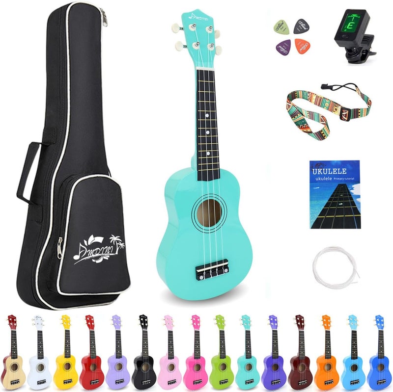 Amdini 21 Inch Ukulele for Beginners Basswood Soprano Ukelele Kit for Kids Adult Student Starter Mini Guitar Ukalelee Pack Bundle with Book Gig Bag Tuner Strap Picks Nylon Strings (Mint Green) - Image 1