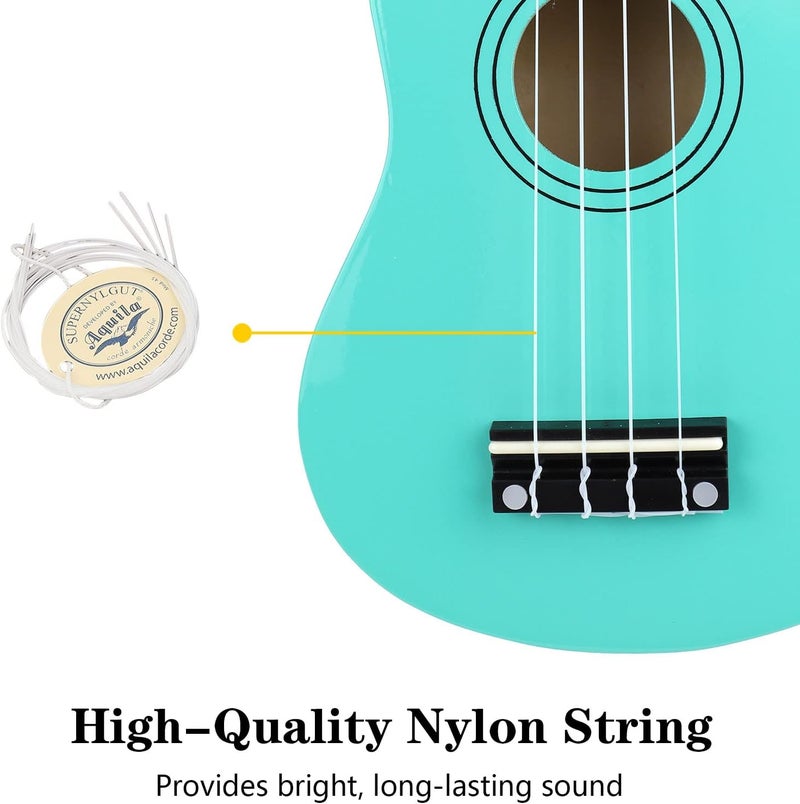Amdini 21 Inch Ukulele for Beginners Basswood Soprano Ukelele Kit for Kids Adult Student Starter Mini Guitar Ukalelee Pack Bundle with Book Gig Bag Tuner Strap Picks Nylon Strings (Mint Green) - Image 4