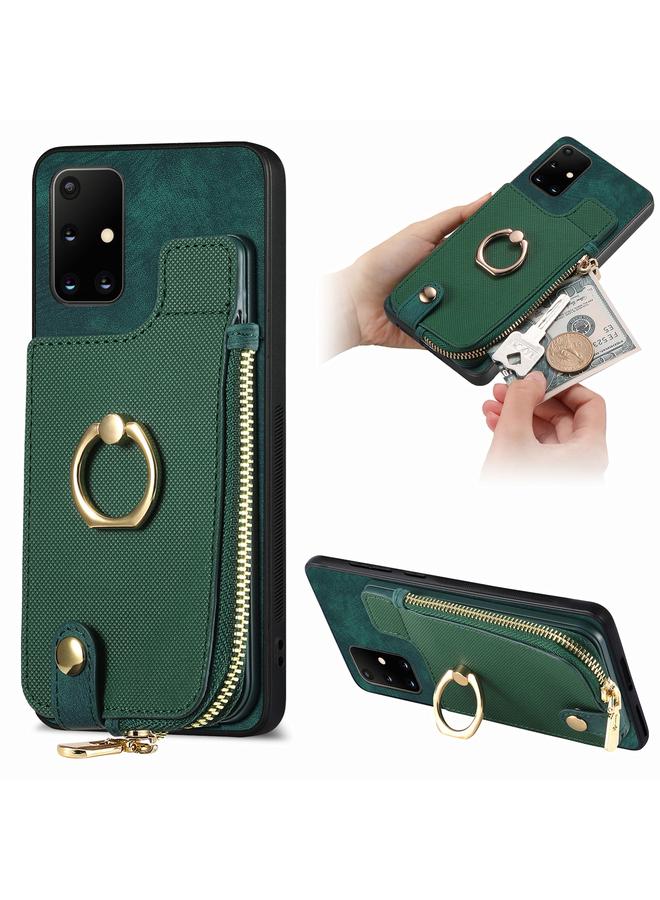 اس-توب جراب لهاتف Samsung Galaxy A71، جراب خلفي بحلقة جلدية متقاطعة وسحاب عمودي - Image 1