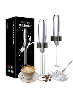 Joyelink Milk Frother Handheld, Kitchen Powerful Electric Foam Maker with Stand, Battery Powered Foamer Blender Drink Mixer for Coffee Latte Cappuccino Hot Chocolate Matcha Egg（Silver）  - Image 1