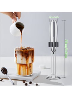 Joyelink Milk Frother Handheld, Kitchen Powerful Electric Foam Maker with Stand, Battery Powered Foamer Blender Drink Mixer for Coffee Latte Cappuccino Hot Chocolate Matcha Egg（Silver）  - Image 2