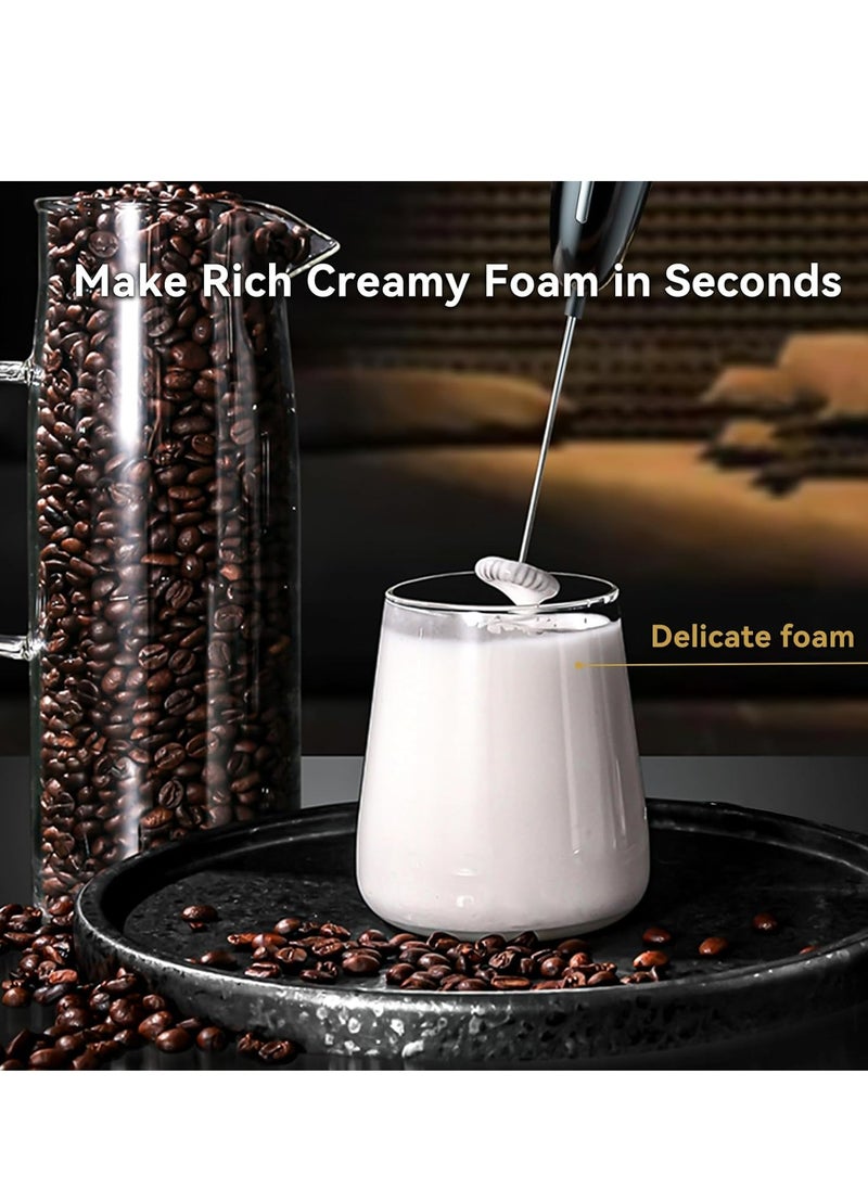 Joyelink Milk Frother Handheld, Kitchen Powerful Electric Foam Maker with Stand, Battery Powered Foamer Blender Drink Mixer for Coffee Latte Cappuccino Hot Chocolate Matcha Egg（Silver）  - Image 3