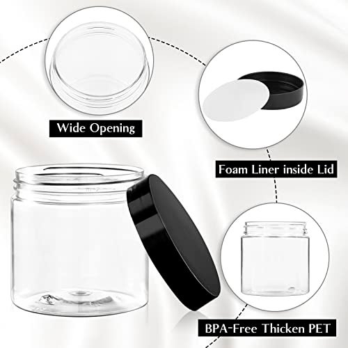 TUZAZO 4 Oz Plastic Container Jars with Lids and Labels BPA Free, Empty Round Clear Cosmetic Slime Jars for Lotion, Cream, Ointments, Body Butter, Makeup, Travel Storage (12 Pack) - Image 3