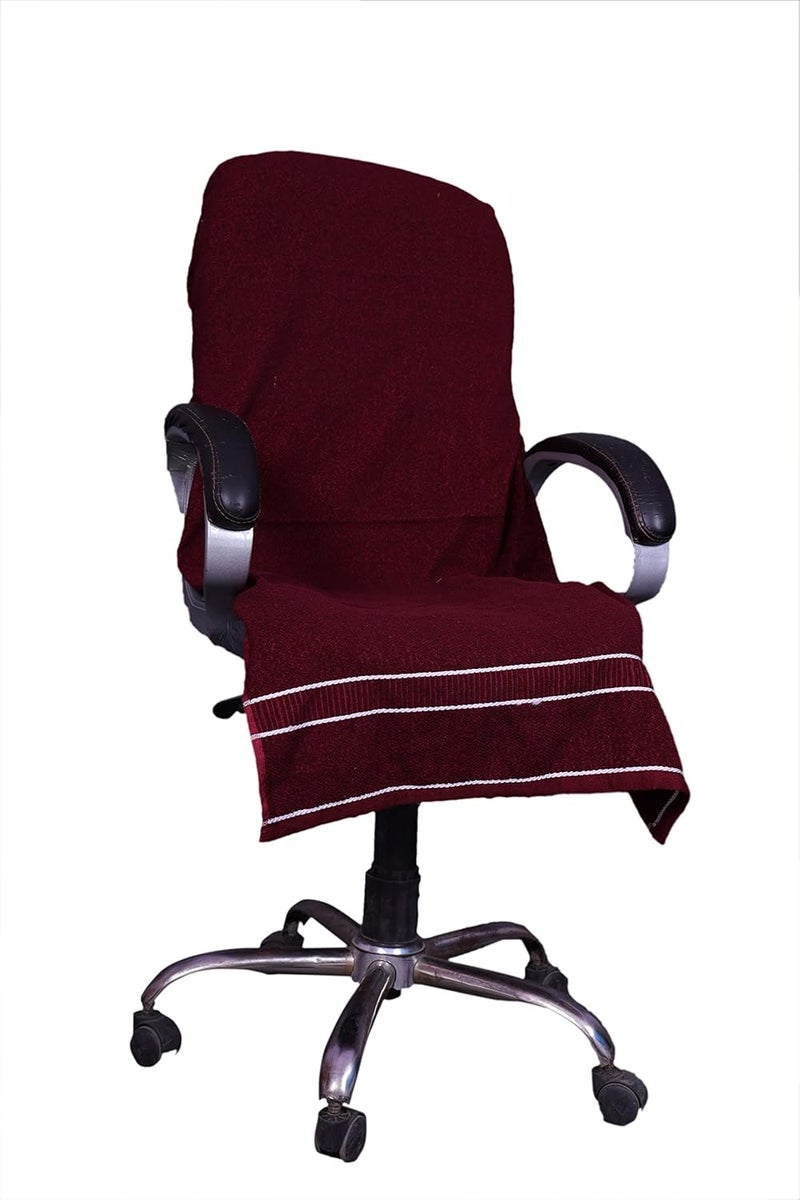 ROMAN HOME ROMAN HOME Cotton Chair Towel Soft for 500 GSM Super Soft Office Chair Towel with Tie Knot Maroon - Image 1