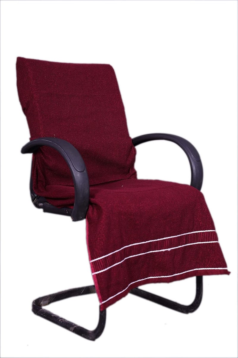ROMAN HOME ROMAN HOME Cotton Chair Towel Soft for 500 GSM Super Soft Office Chair Towel with Tie Knot Maroon - Image 2