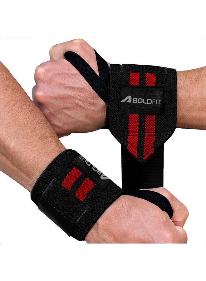 Boldfit Cotton Wrist Band for Men & Women, Wrist Supporter for Gym Wrist Wrap/Straps Gym Accessories for Men for Hand Grip & Wrist Support While Workout (Red - Black) - Image 1